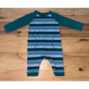 TEA COLLECTION BABY BOYS GREEN  STRIPED ONE PIECE SIZE 3-6M EXCELLENT COND LD2